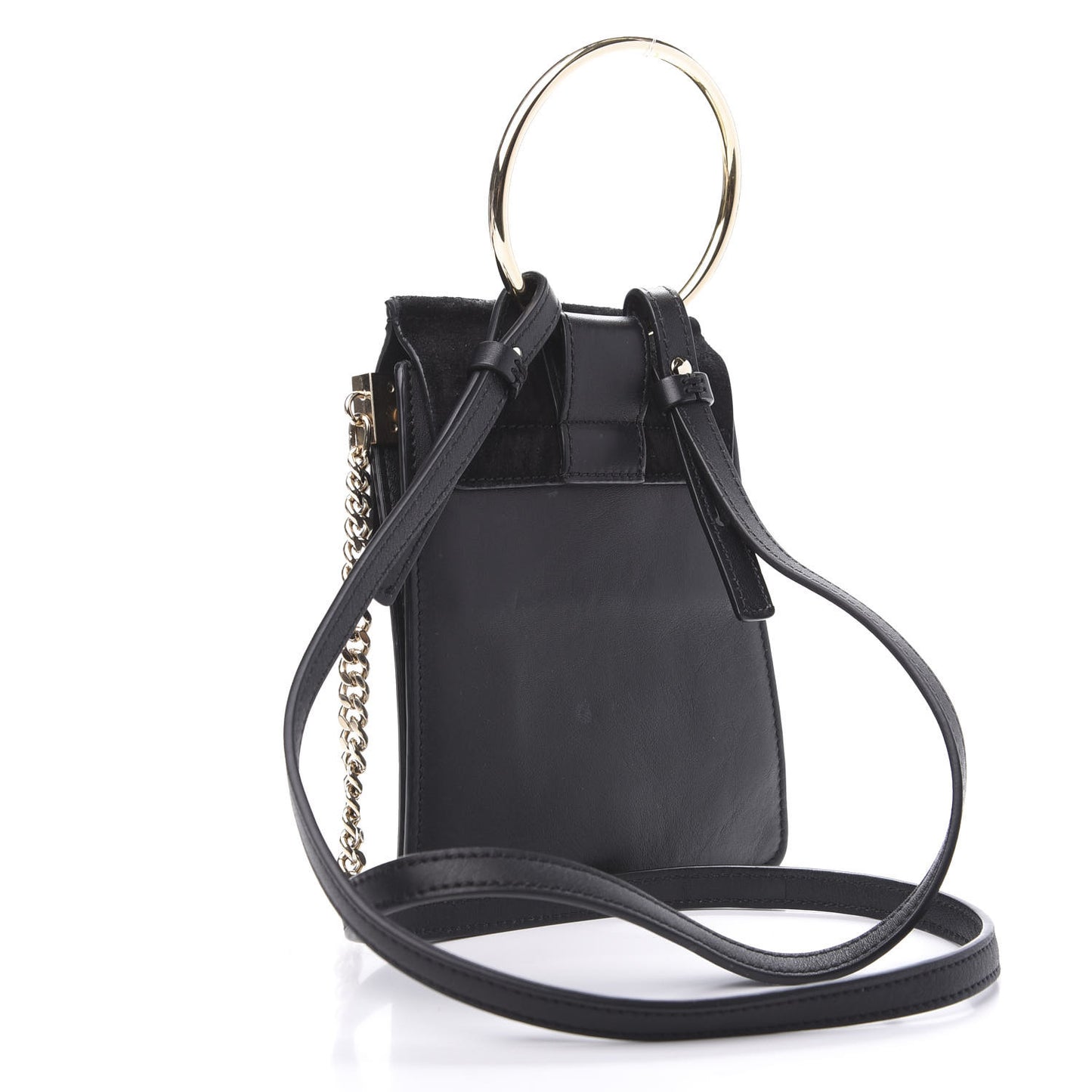 Suede Calfskin Mini Faye Bracelet Bag Black