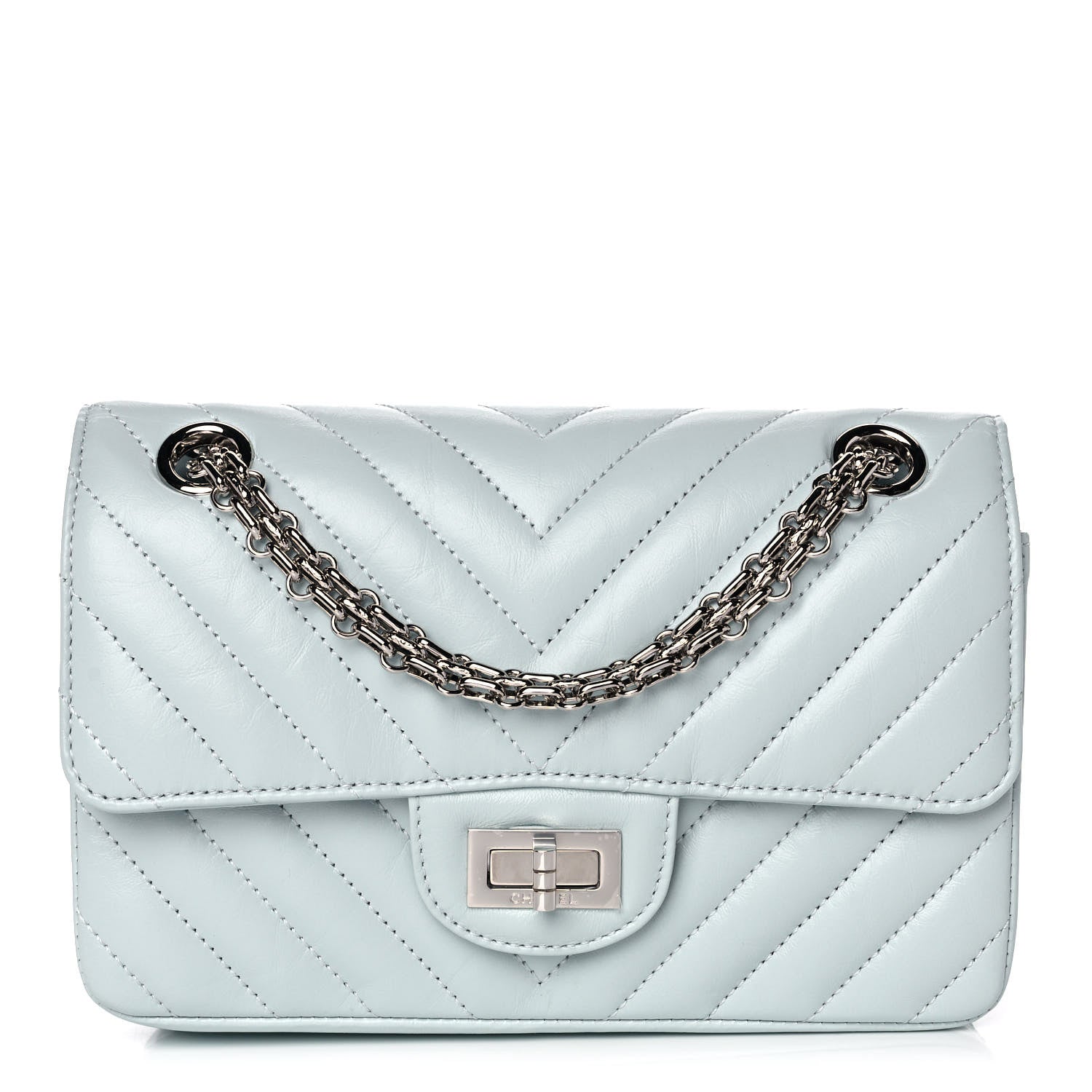 Chanel Aged Calfskin Chevron Quilted 2.55 Reissue Mini Flap Light Blue 1 of 12