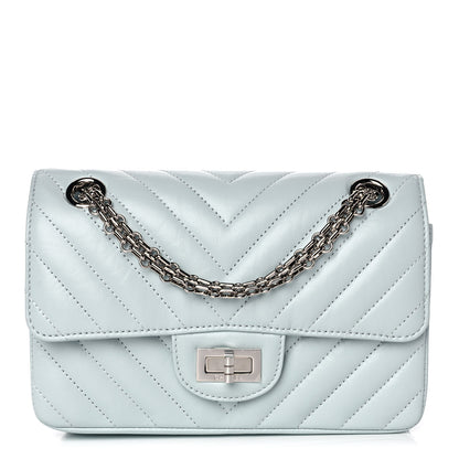 Chanel Aged Calfskin Chevron Quilted 2.55 Reissue Mini Flap Light Blue 1 of 12
