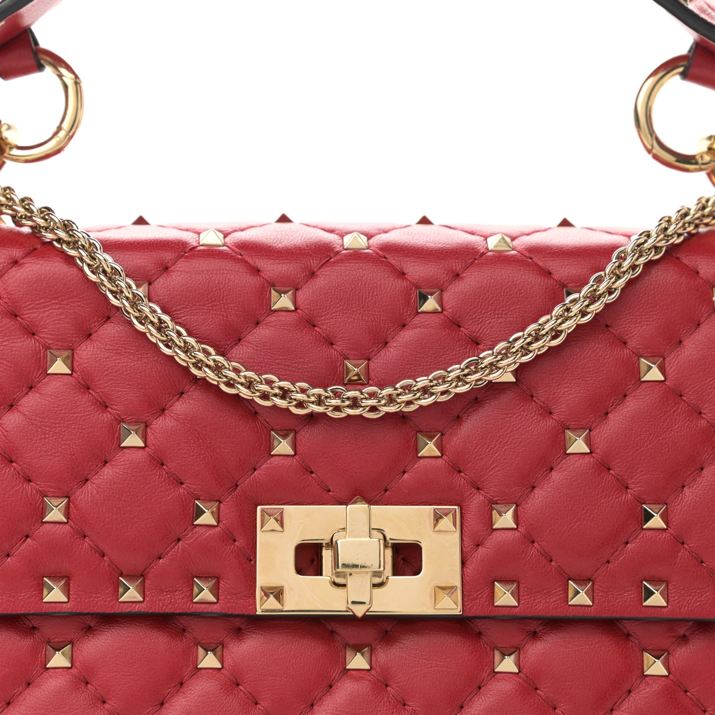 Nappa Medium Rockstud Spike Shoulder Bag Rosso Valentino