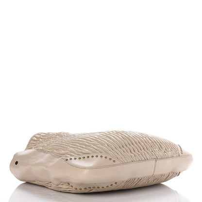 Burberry Lambskin Plisse Studded Hobo Natural 4 of 12