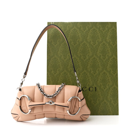 Gucci Nappa Vertical Matelasse Small Maxi Horsebit Chain Shoulder Bag Beige 11 of 11