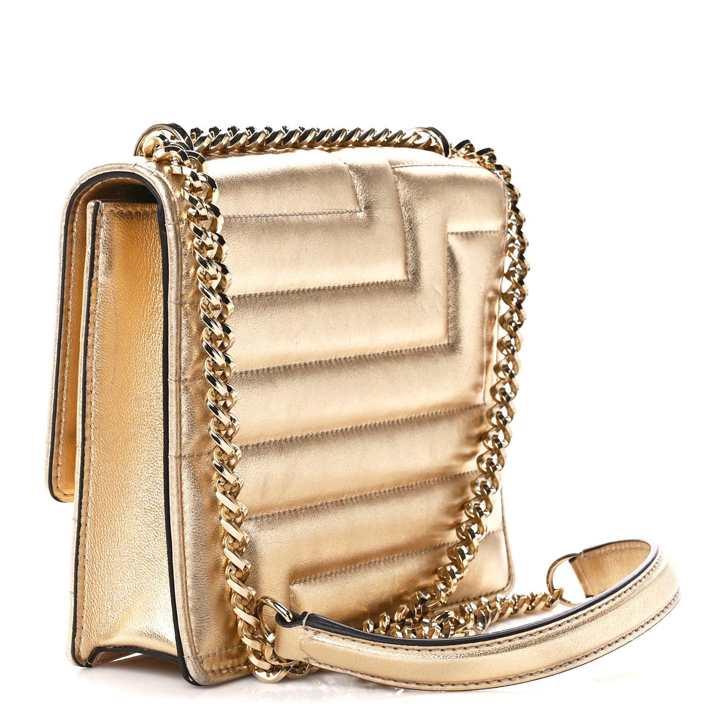 Metallic Nappa Quilted Varenne Shoulder Bag Gold