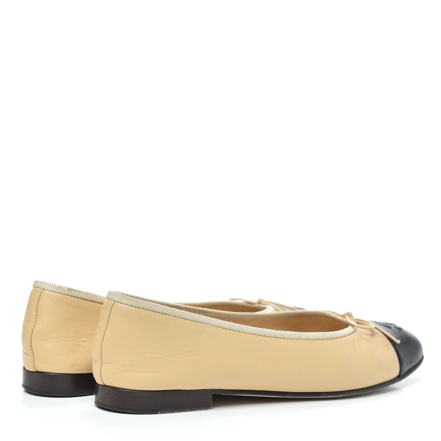 Lambskin Cap Toe CC Ballerina Flats 37.5 Beige Black