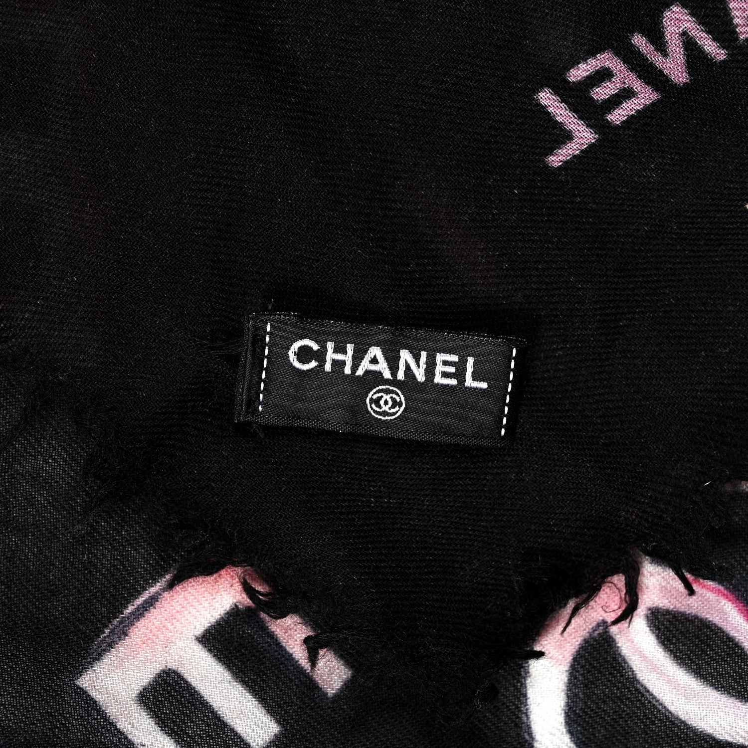 Chanel Cashmere CC Logo Shawl Black Multicolor 3 of 4