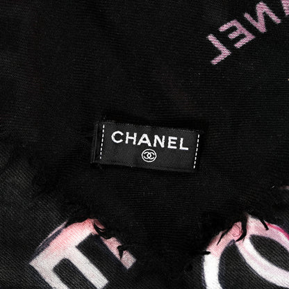 Chanel Cashmere CC Logo Shawl Black Multicolor 3 of 4