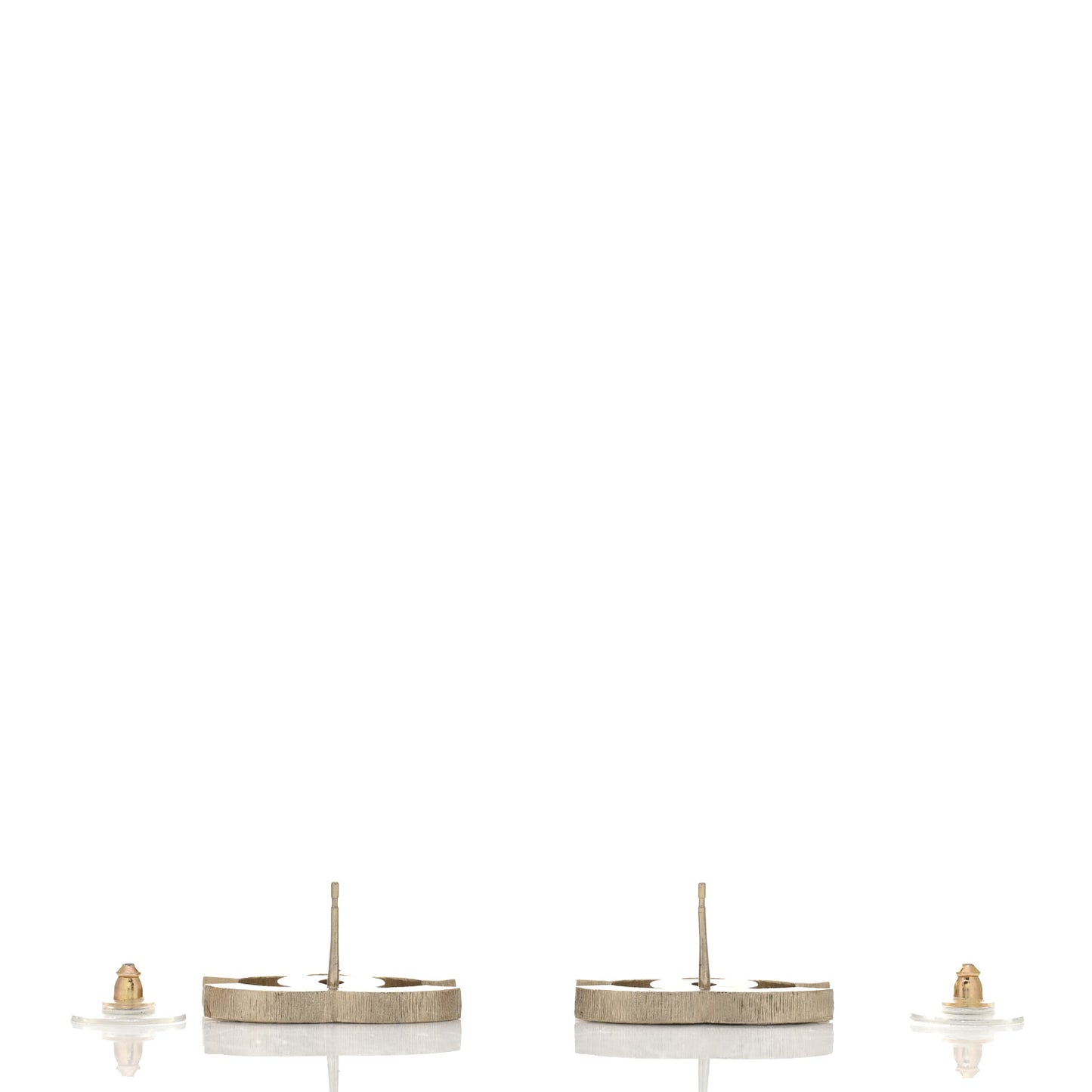 Metal Quilted CC Earrings Gold White