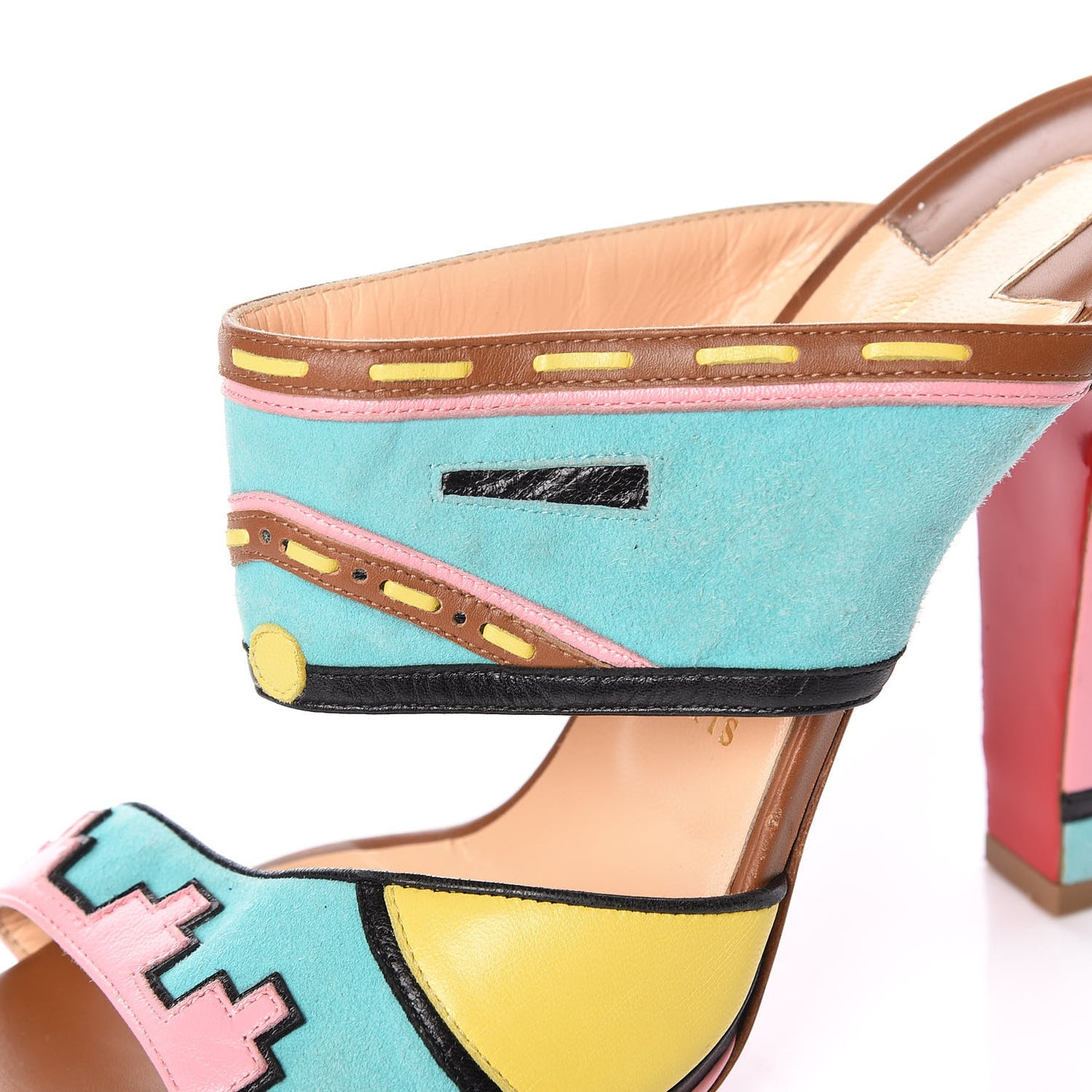 Suede Zunika 120 Slide Sandals 38 Turquoise Multicolor