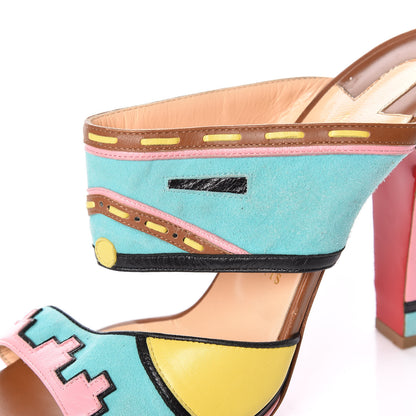 Christian Louboutin Suede Zunika 120 Slide Sandals 38 Turquoise Multicolor 8 of 20