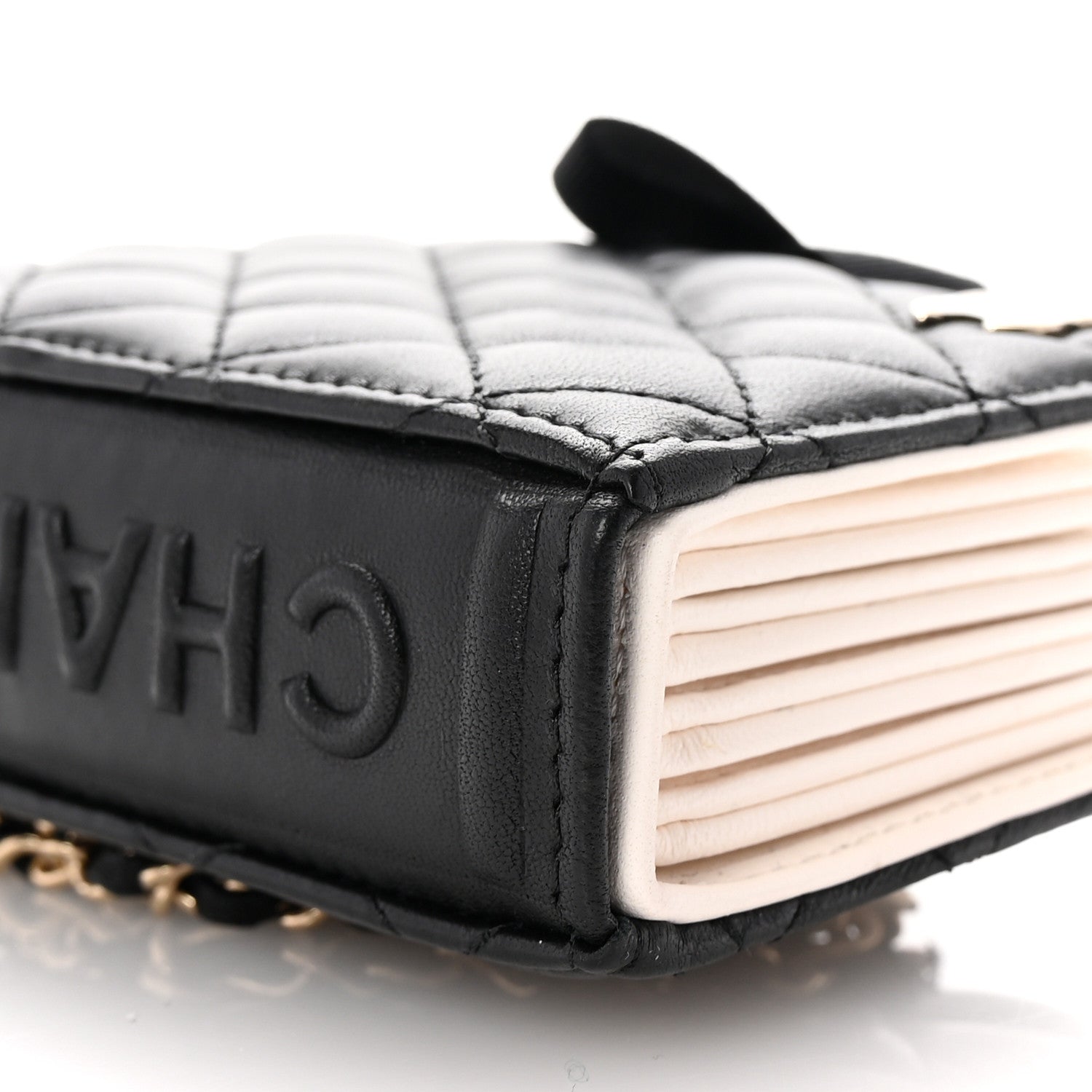 Chanel Lambskin Quilted Book Card Holder on Chain Black 9 of 10