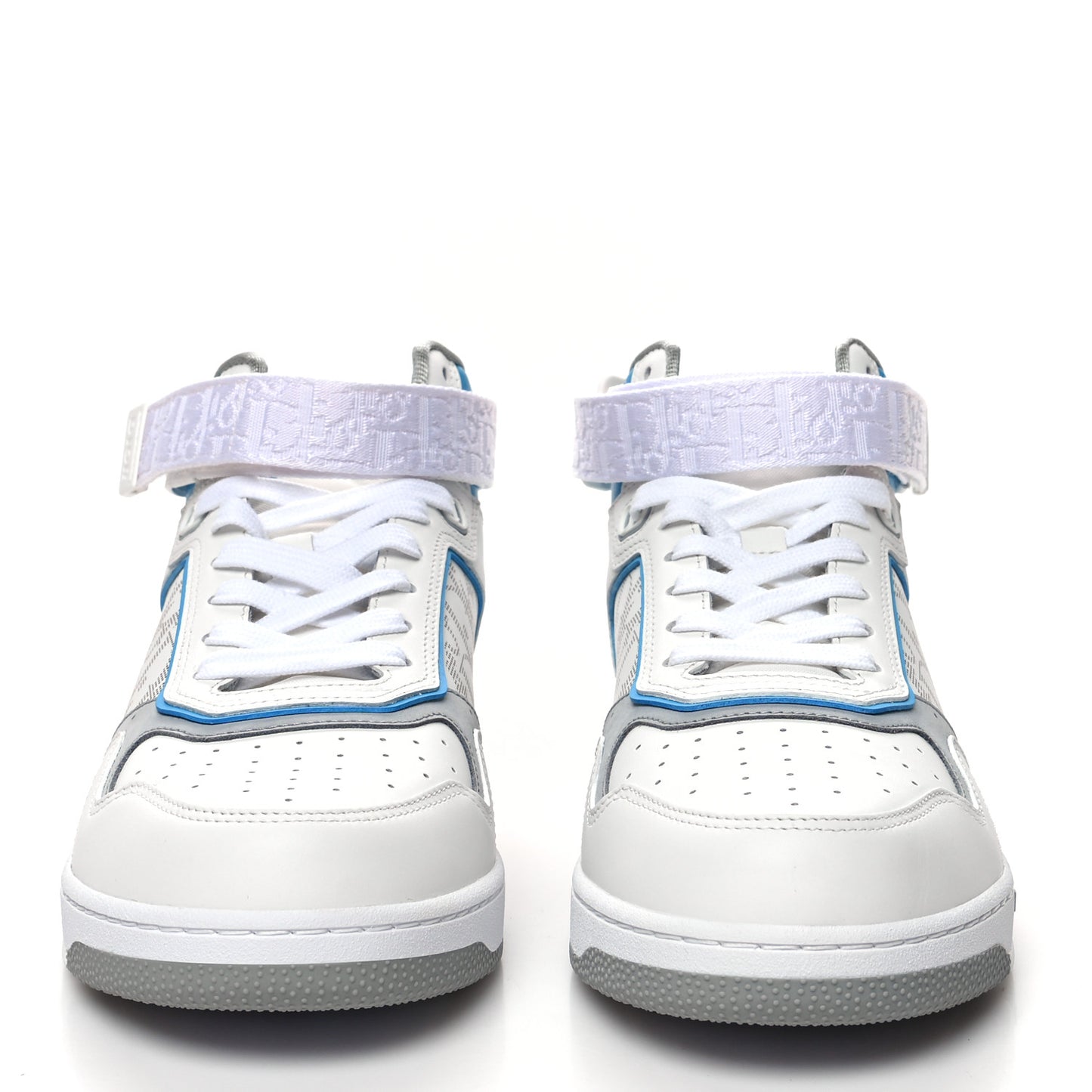 Smooth Calfskin Oblique Galaxy Perforated Mens B27 Mid Top Sneakers 42 Beige Blue