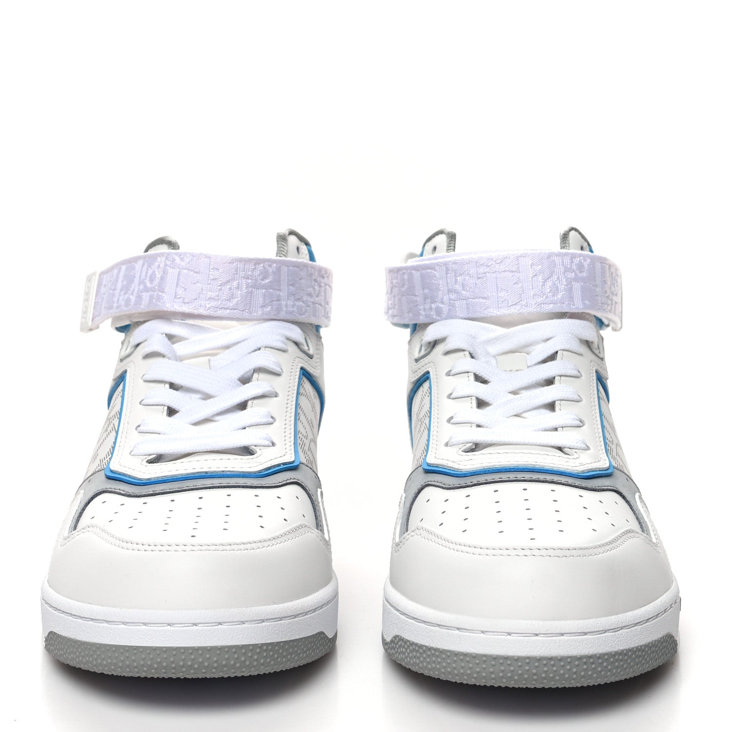 Christian Dior Smooth Calfskin Oblique Galaxy Perforated Mens B27 Mid Top Sneakers 42 Beige Blue 2 of 8