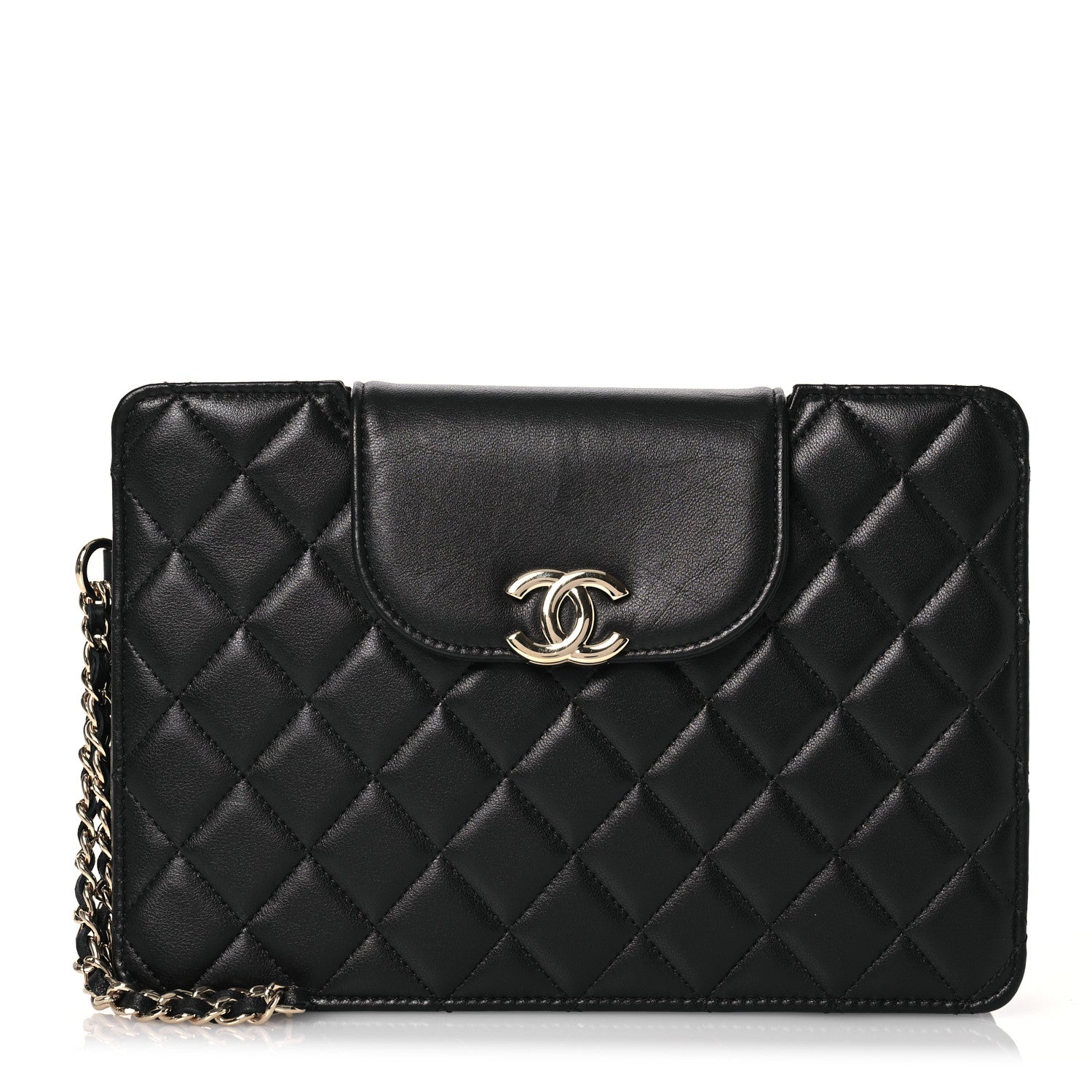 Chanel Lambskin Quilted CC Pouch Wristlet Black 1 of 10