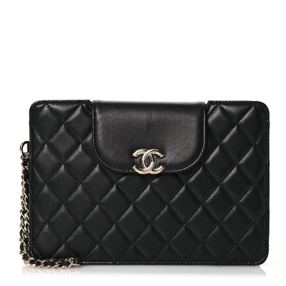 Chanel Lambskin Quilted CC Pouch Wristlet Black 1 of 10