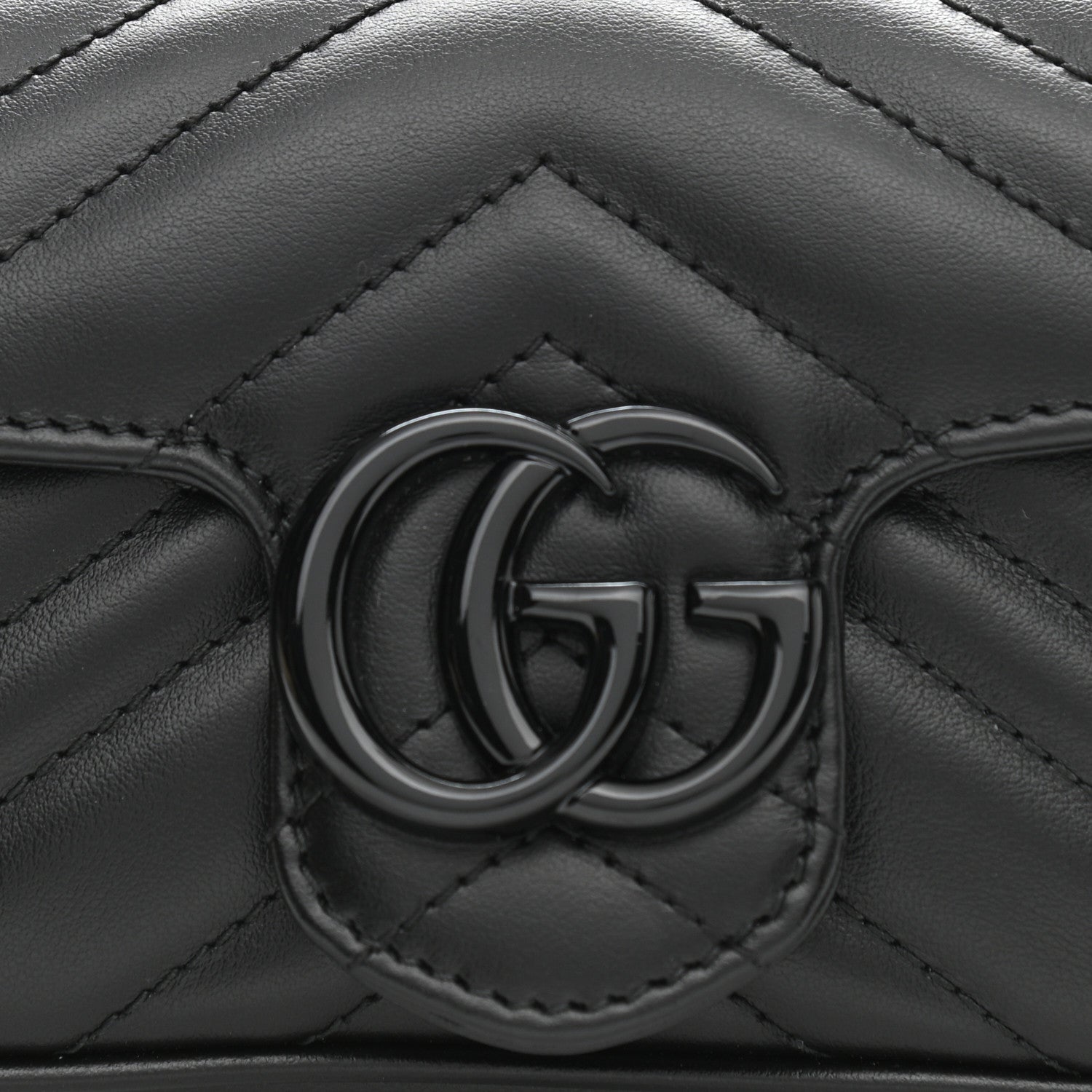 Gucci Calfskin Matelasse Monochrome GG Marmont Chain Belt Bag Black 8 of 11