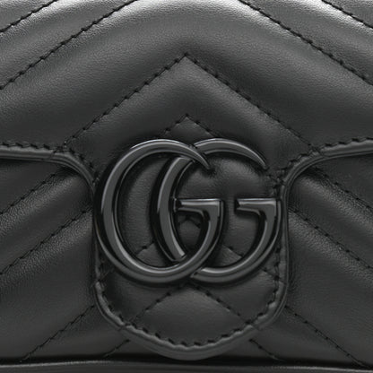 Gucci Calfskin Matelasse Monochrome GG Marmont Chain Belt Bag Black 8 of 11
