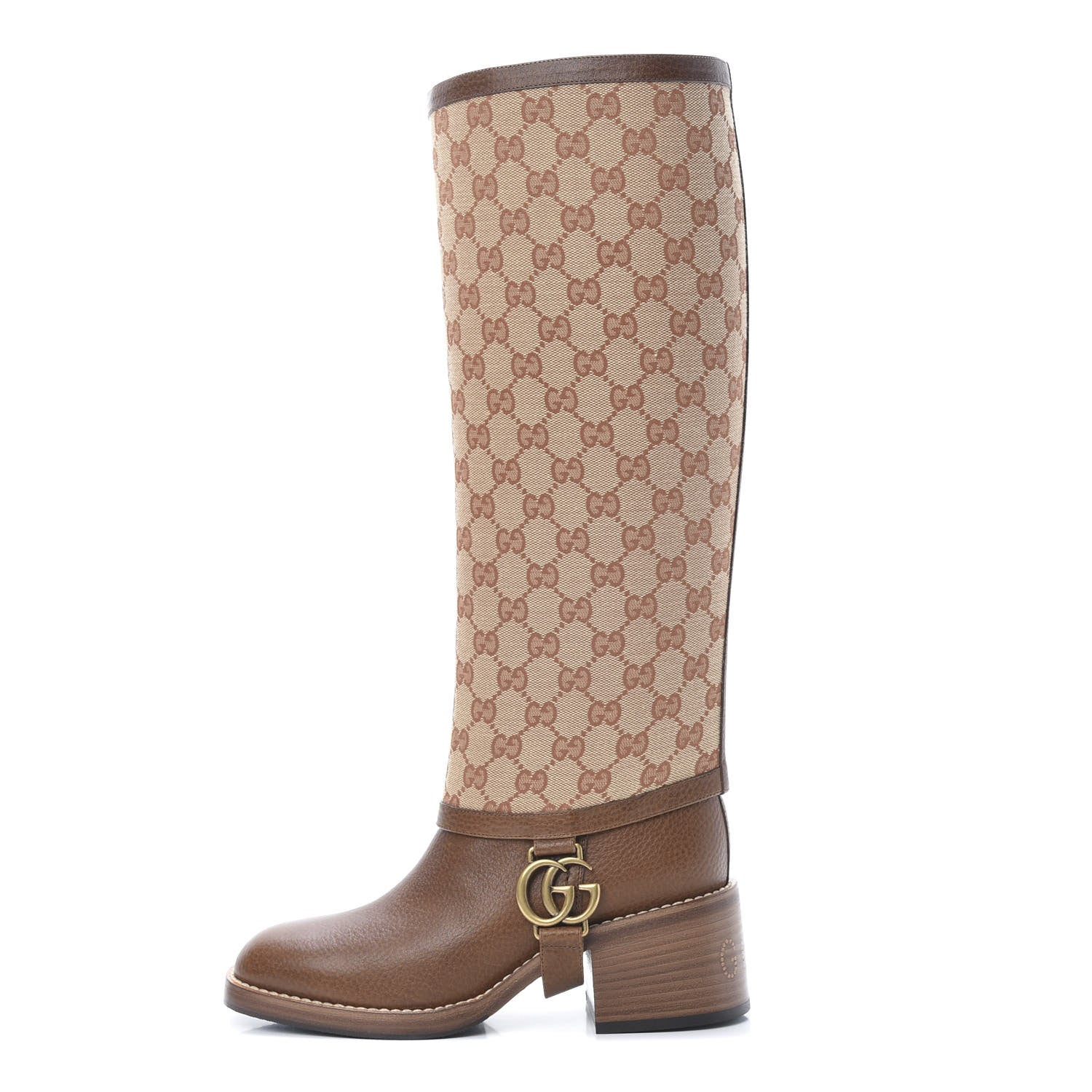 Gucci GG Monogram Calfskin Lola Tall Boots 36 Beige Ruggine Cuir 1 of 7