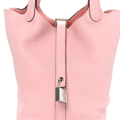 Hermes Taurillon Clemence Picotin Lock 18 PM  Rose Sakura 8 of 11
