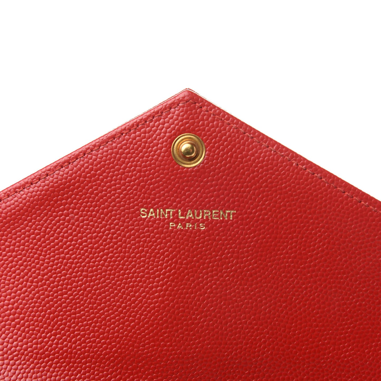 Grain De Poudre Matelasse Chevron Small Monogram Chain Wallet Red