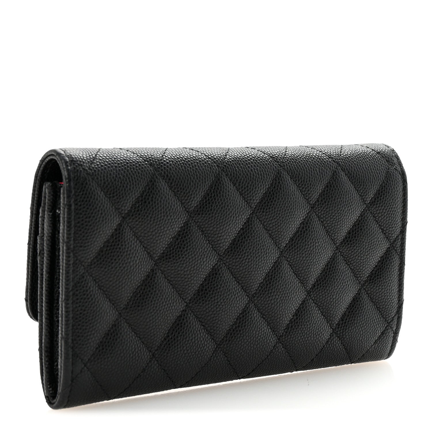 Chanel Caviar Metal Perforated Quilted CC Flap Wallet Black 3 of 9