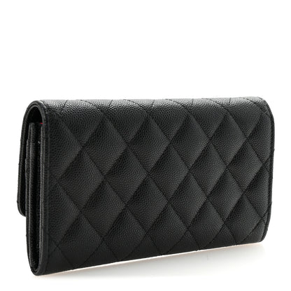 Chanel Caviar Metal Perforated Quilted CC Flap Wallet Black 3 of 9