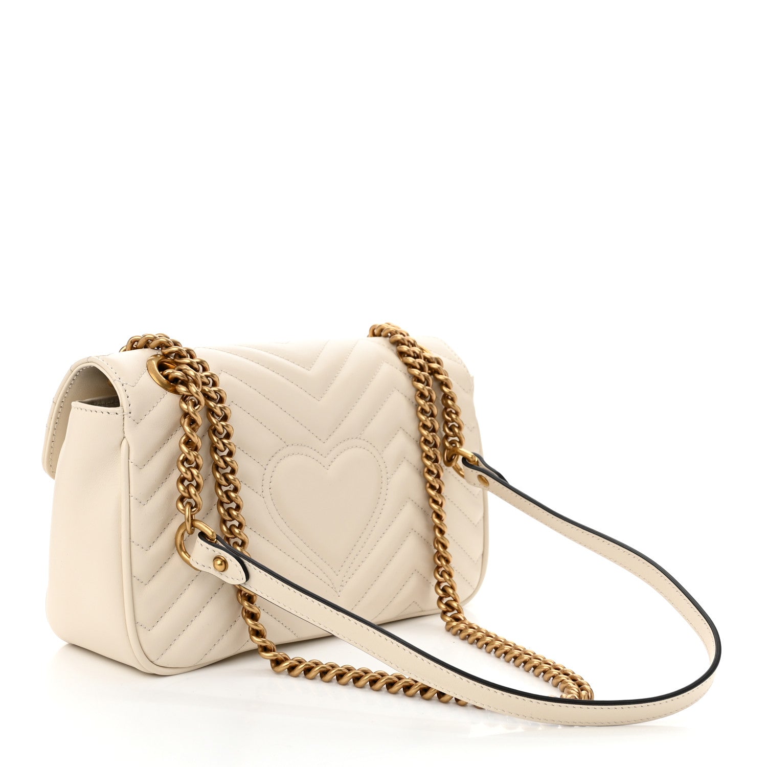 Gucci Calfskin Matelasse Small GG Marmont Shoulder Bag White 3 of 10