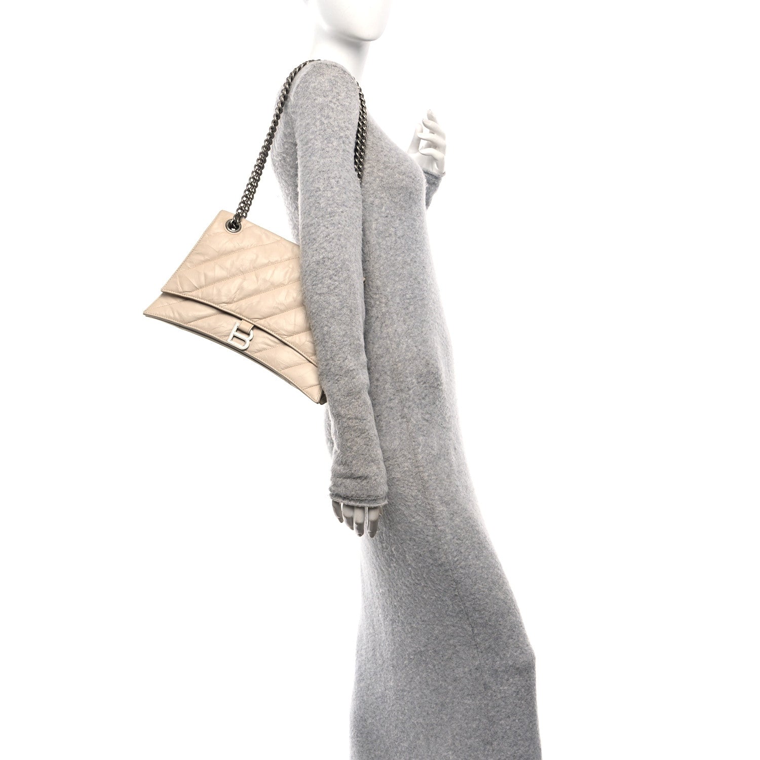 Balenciaga Crushed Calfskin Quilted Medium Crush Chain Bag Nude 2 of 9