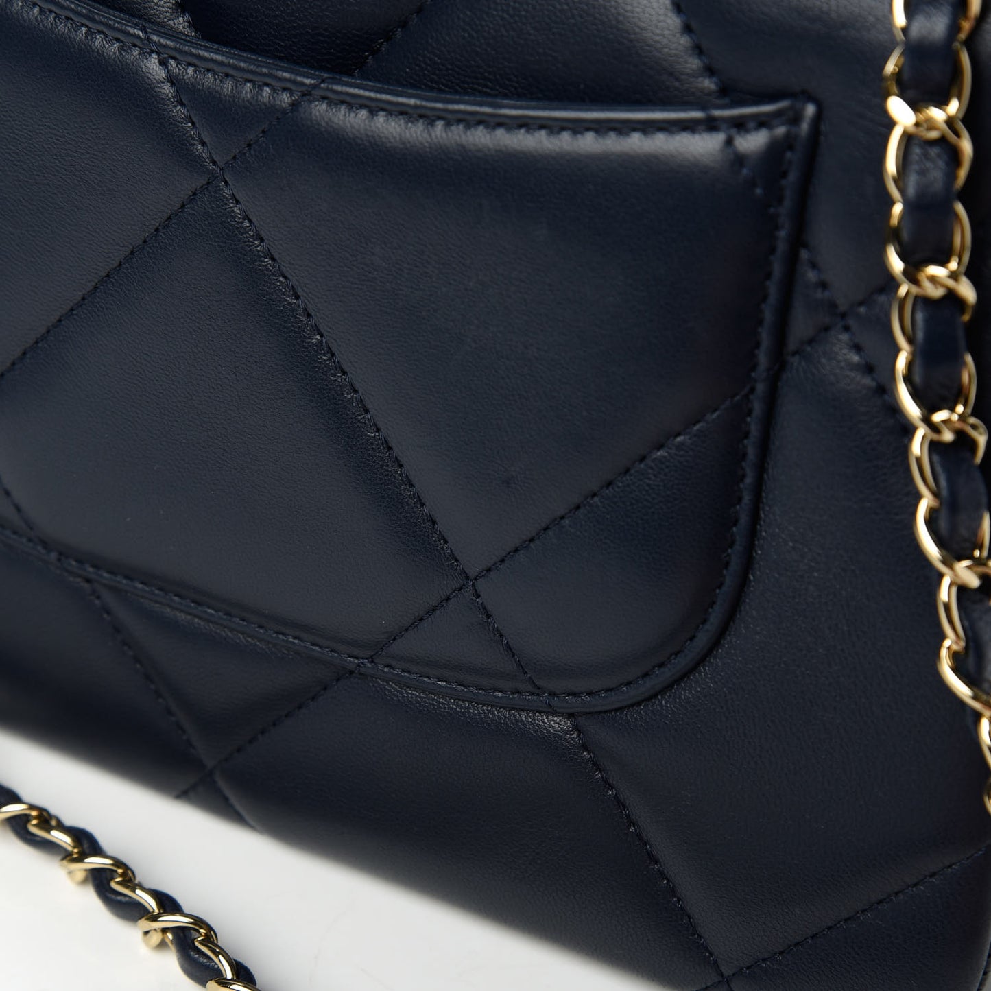 Lambskin Quilted Small Trendy CC Dual Handle Flap Bag Navy