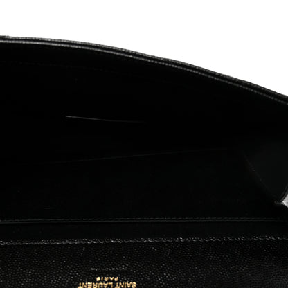 Saint Laurent Grain De Poudre Matelasse Chevron Monogram Envelope Clutch Black 5 of 7