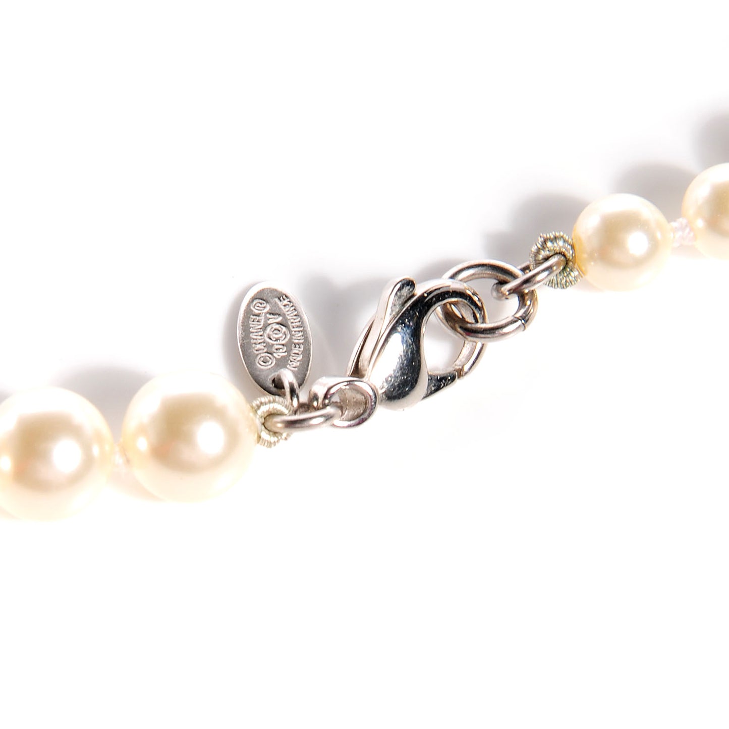 Pearl CC Long Necklace Silver