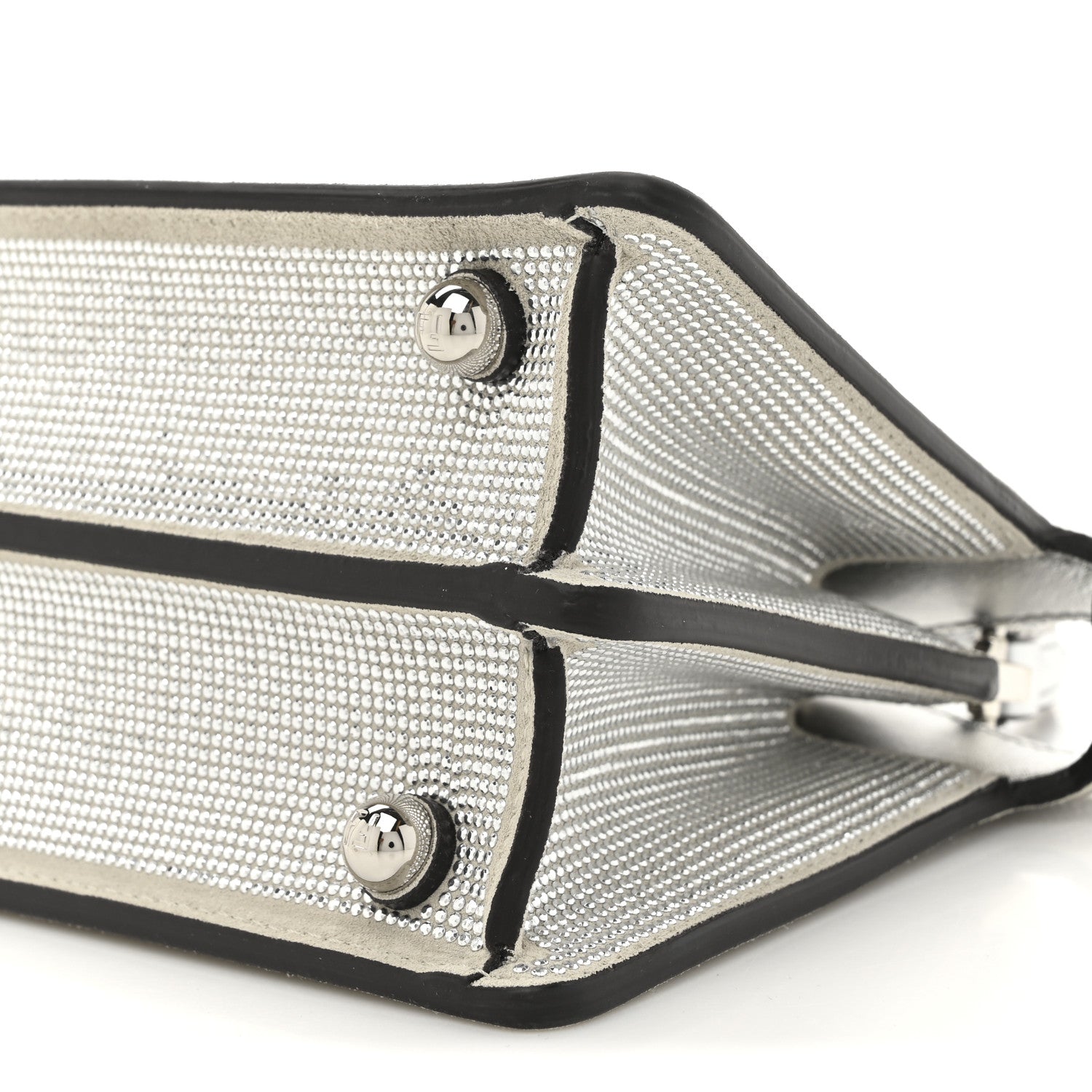 Fendi Crystal Vitello Laminato FF Petite Peekaboo I SEE U Satchel Crystal Argento 11 of 13