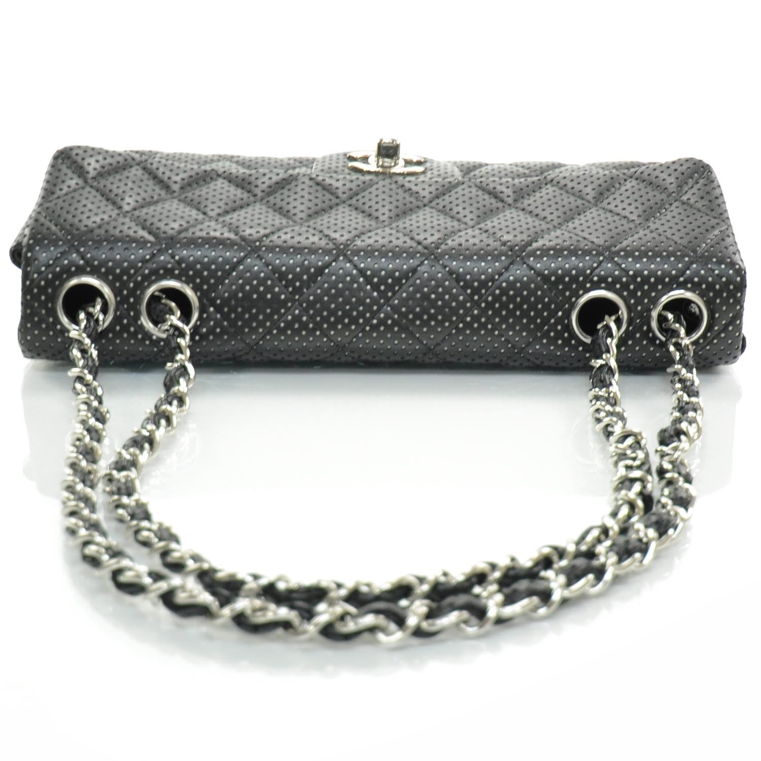 Chanel Lambskin Perforated East West Flap Black 5 of 11