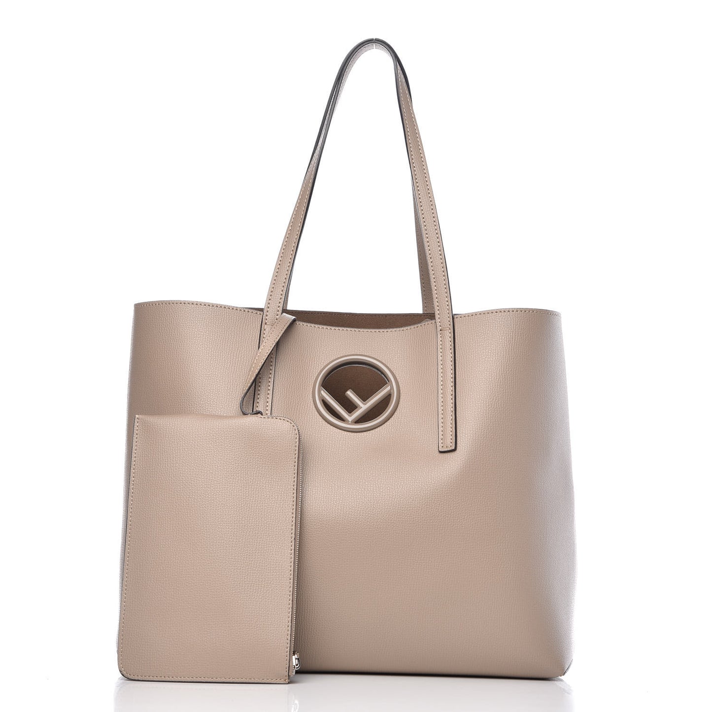 Vitello Vienna Enamel F is Fendi Shopping Tote Tortora Taupe