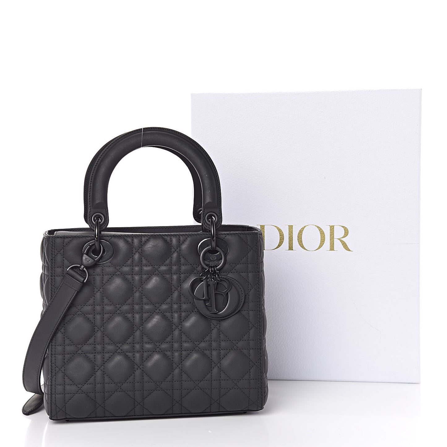Ultra Matte Calfskin Cannage Medium Lady Dior Black