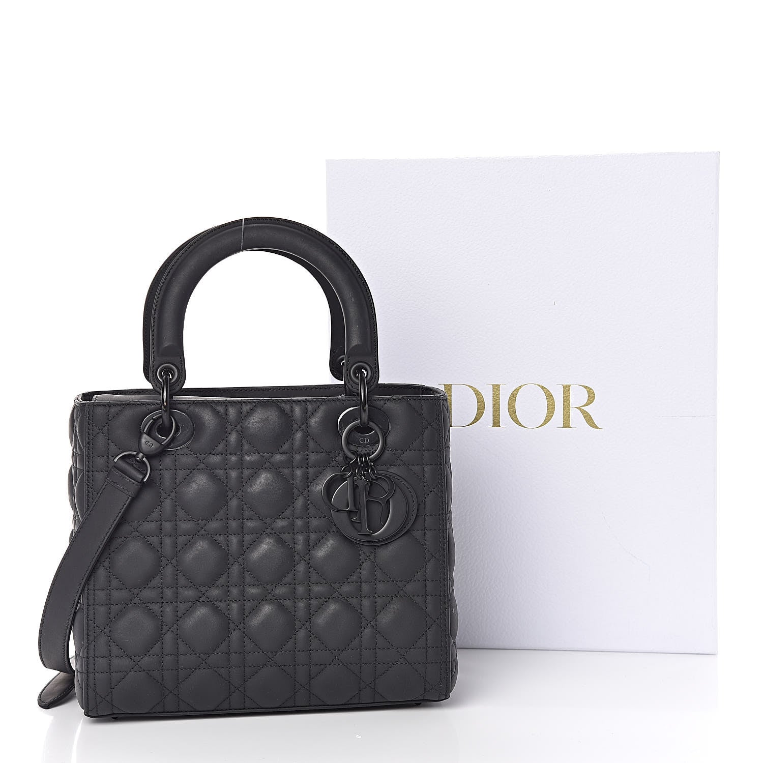 Christian Dior Ultra Matte Calfskin Cannage Medium Lady Dior Black 10 of 10