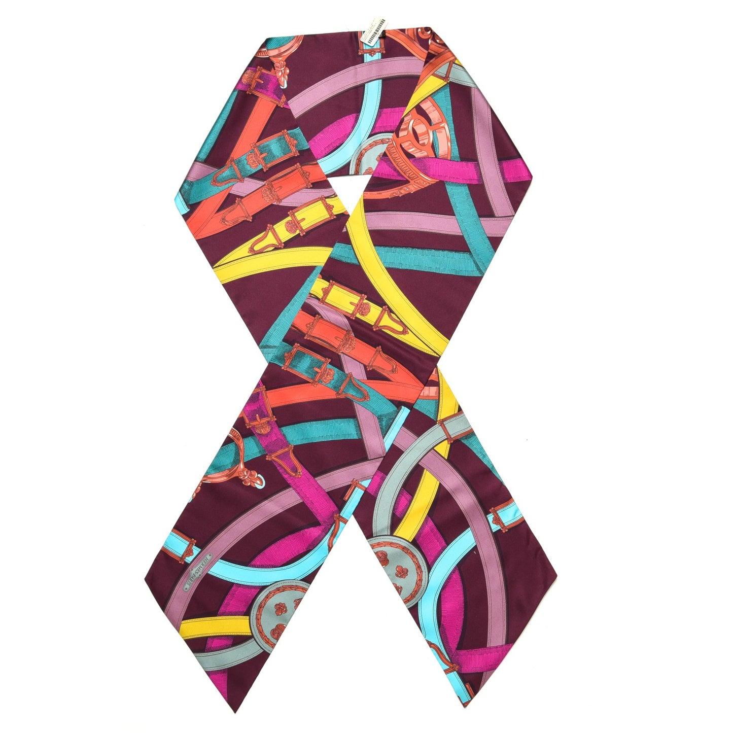 Silk Cavalcadour Maxi Twilly Bordeaux Canard Fuchsia