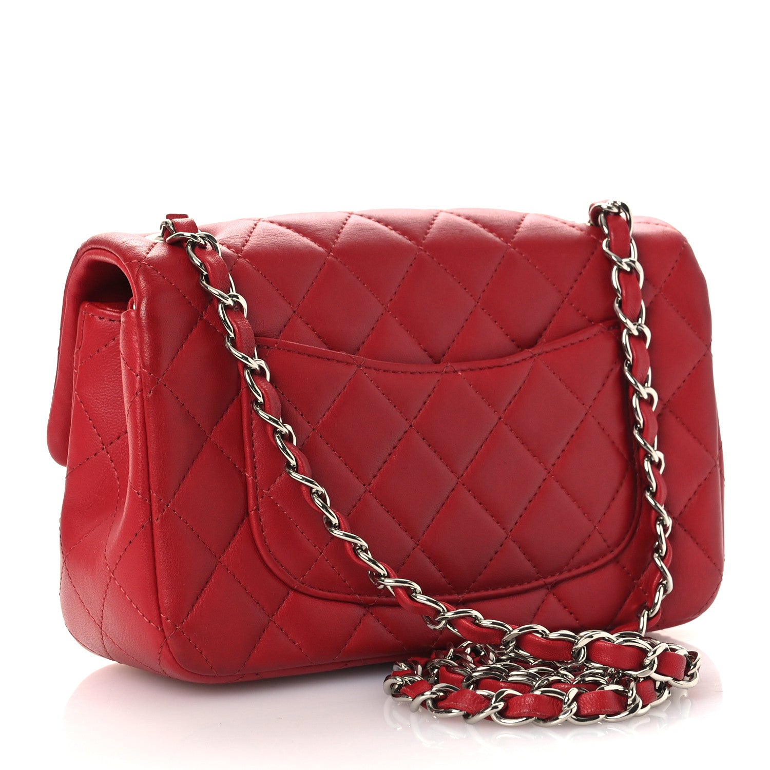 Chanel Lambskin Quilted Mini Rectangular Flap Red 3 of 13
