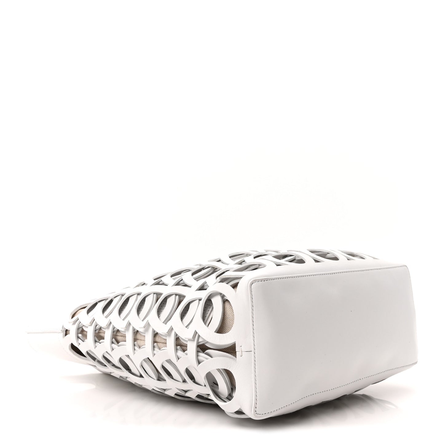 Calfskin Perforated Medium Gancini Tote Bag Optic White