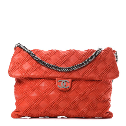 Chanel Lambskin Stitched Large Walk Of Fame Flap Red 1 of 13