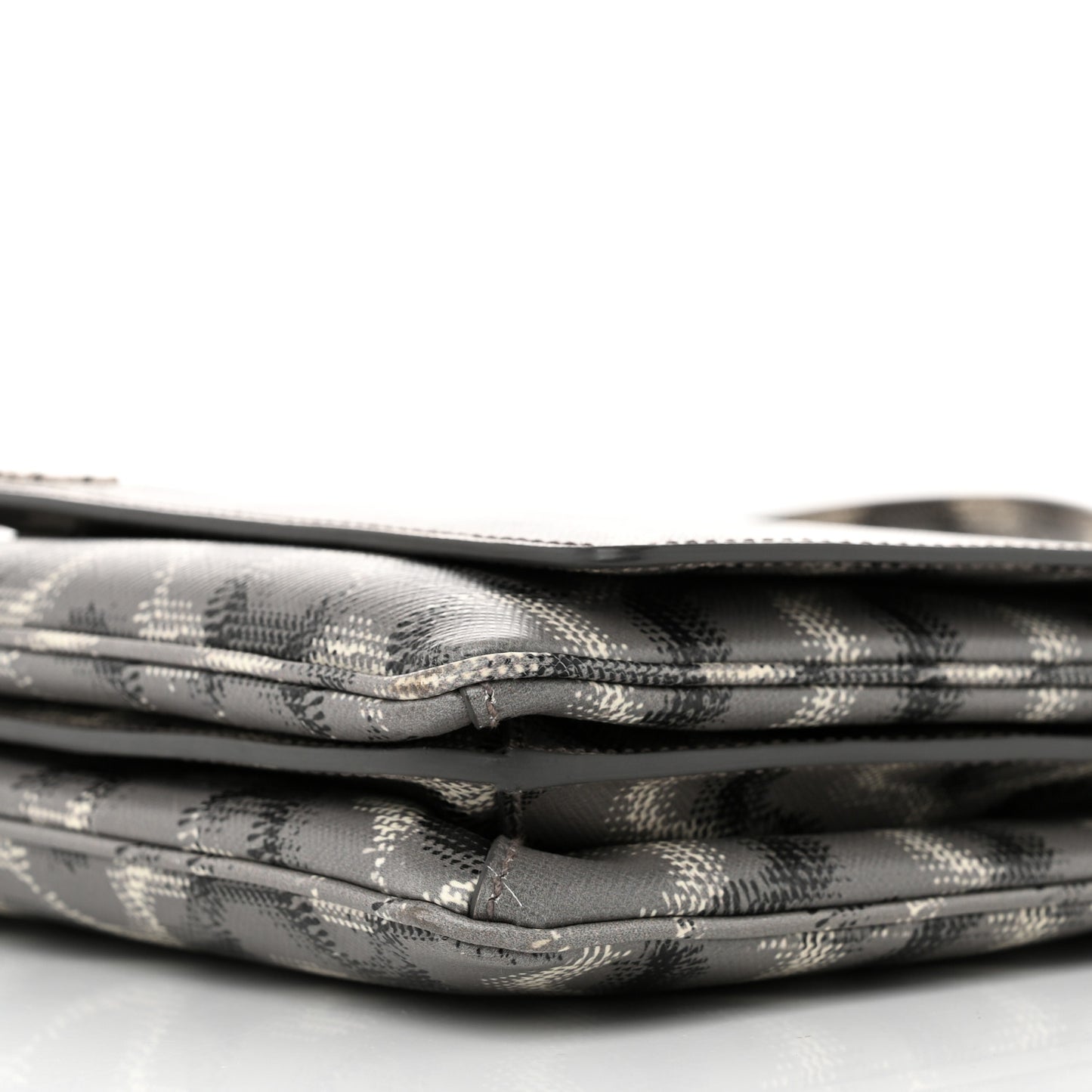 Saffiano Molecule Print Top Handle Flap Bag Ematite