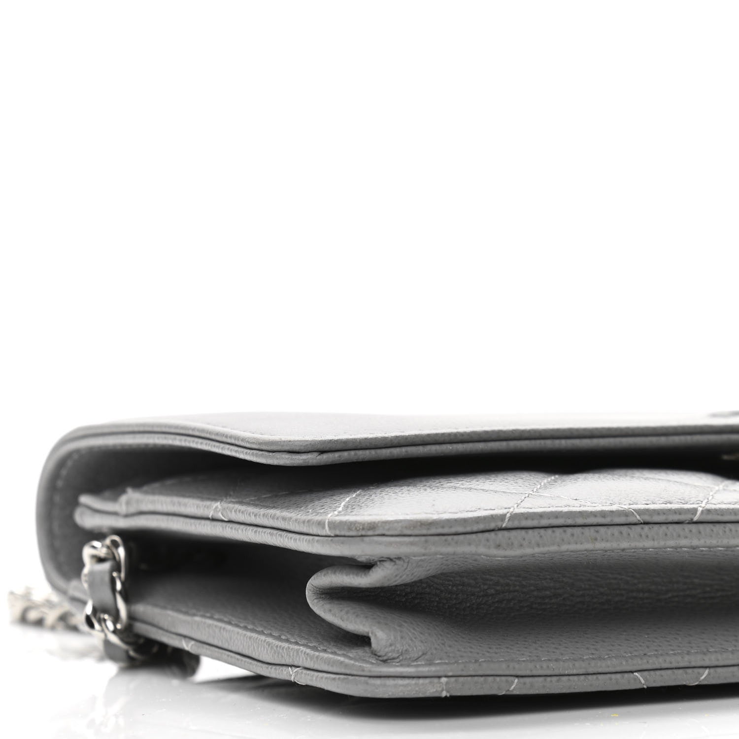 Chanel Grained Calfskin Quilted CC Box Wallet On Chain WOC Grey 8 of 10