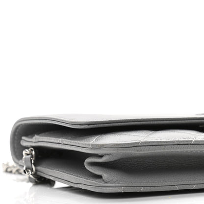 Chanel Grained Calfskin Quilted CC Box Wallet On Chain WOC Grey 8 of 10
