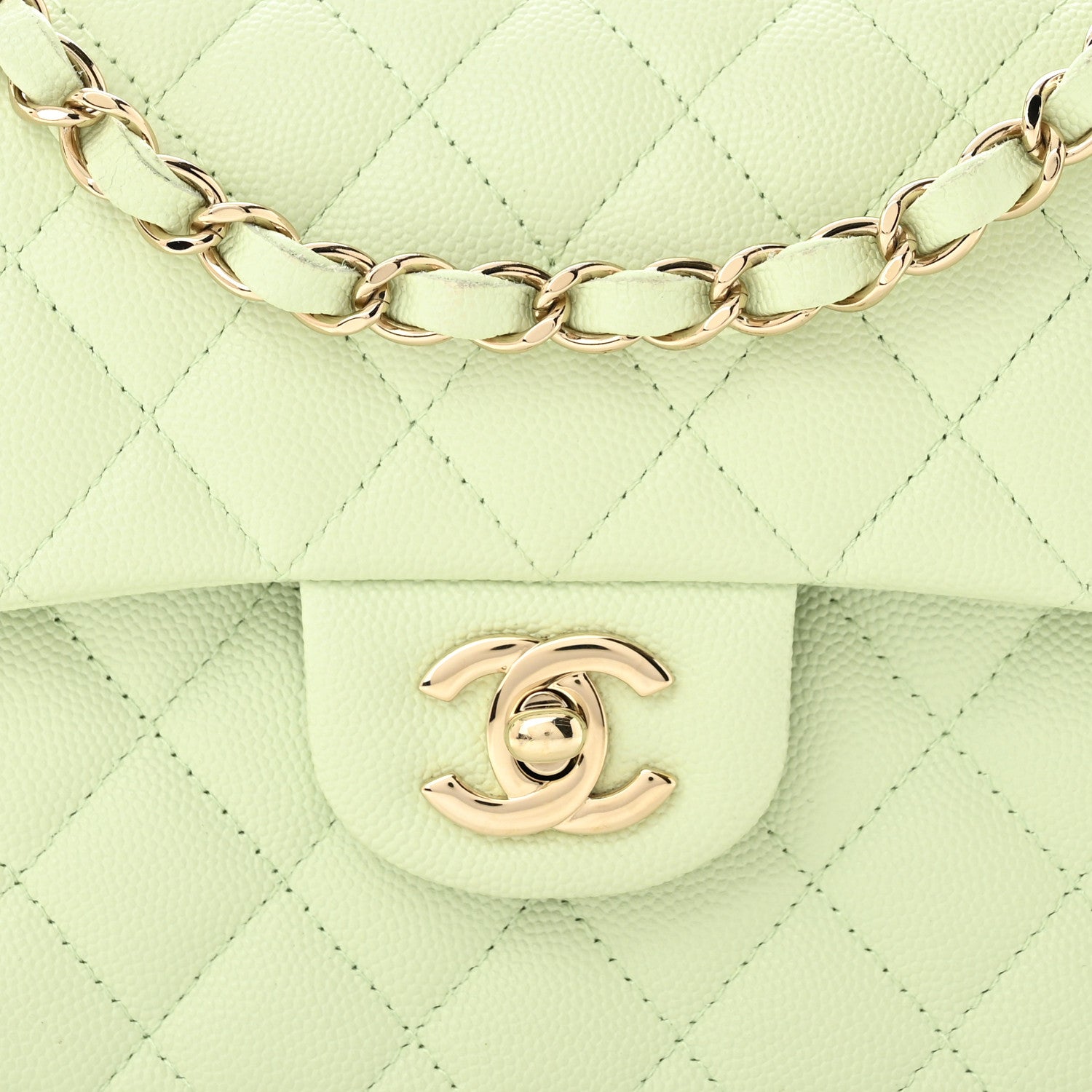 Chanel Caviar Quilted Small Double Flap Light Green 8 of 11