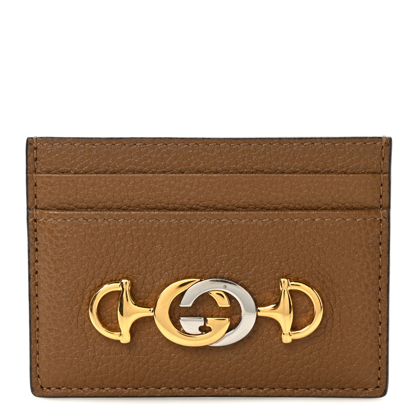 Grainy Calfskin Zumi Card Holder Friky Taupe