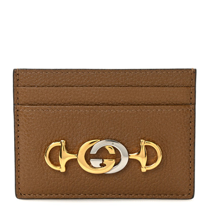Gucci Grainy Calfskin Zumi Card Holder Friky Taupe 1 of 8
