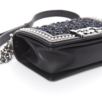 Chanel Calfskin Pearl Tweed Small Boy Flap Black 7 of 8