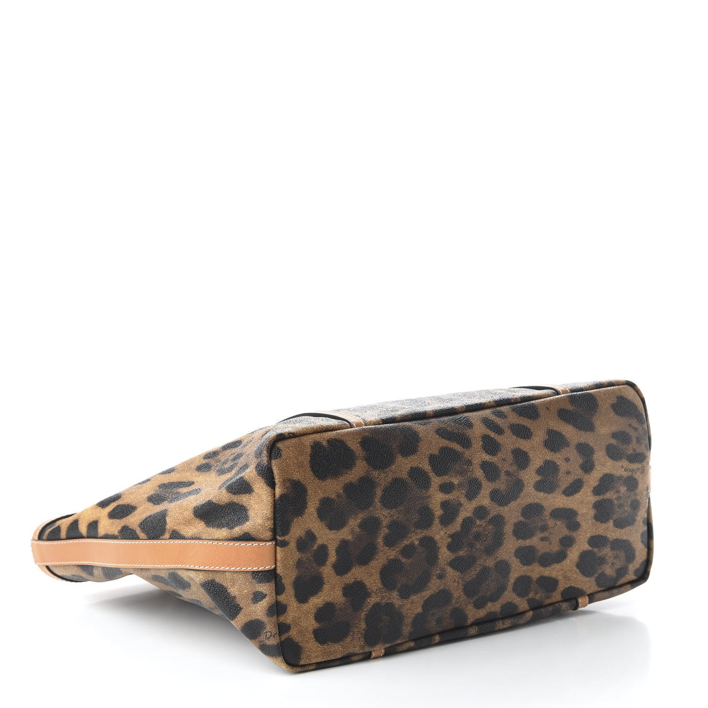 Coated Canvas Leopard Print Miss Escape Tote Light Beige
