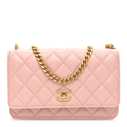 Chanel Lambskin Quilted CC Camellia Crush Wallet on Chain WOC Pink 1 of 11