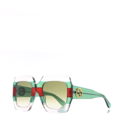 Gucci Square Web Frame GG0178S Sunglasses Green Red 1 of 8