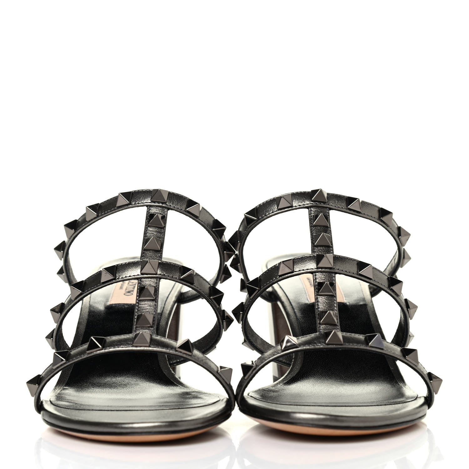 Valentino Garavani Calfskin Rockstud 60mm Caged Slide Sandals 38.5 Rutenio 2 of 4